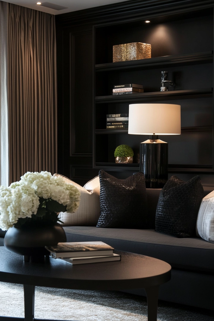 black living room ideas 75