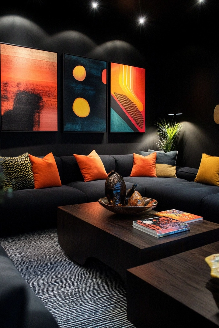 black living room ideas 77