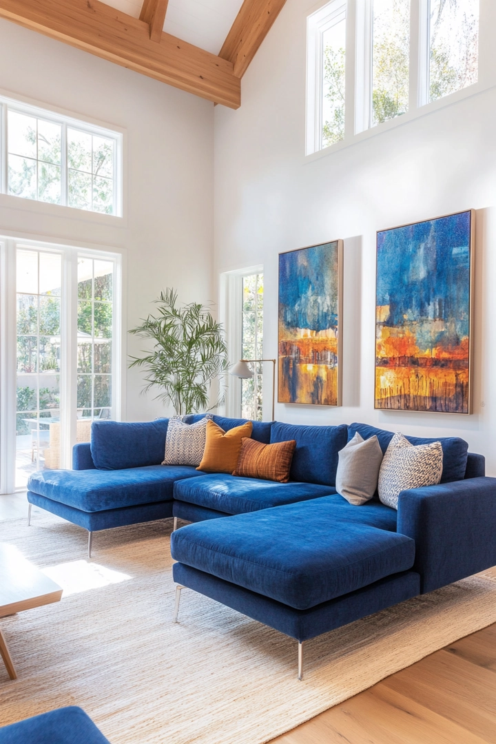 blue couch living room ideas 19