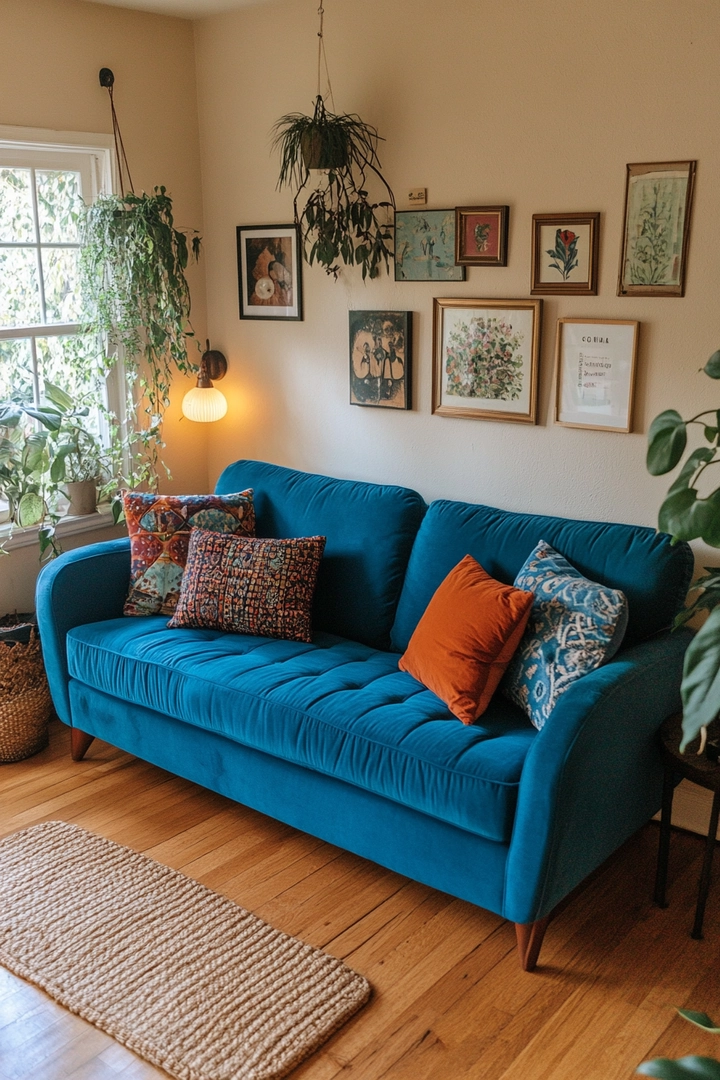 blue couch living room ideas 22