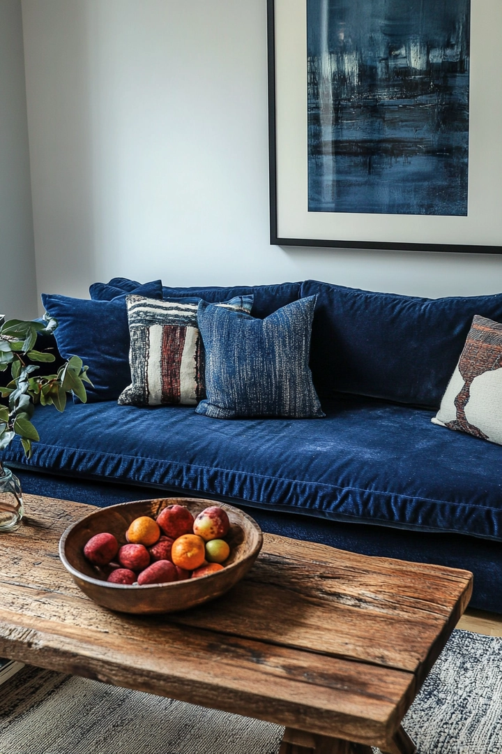 blue couch living room ideas 25