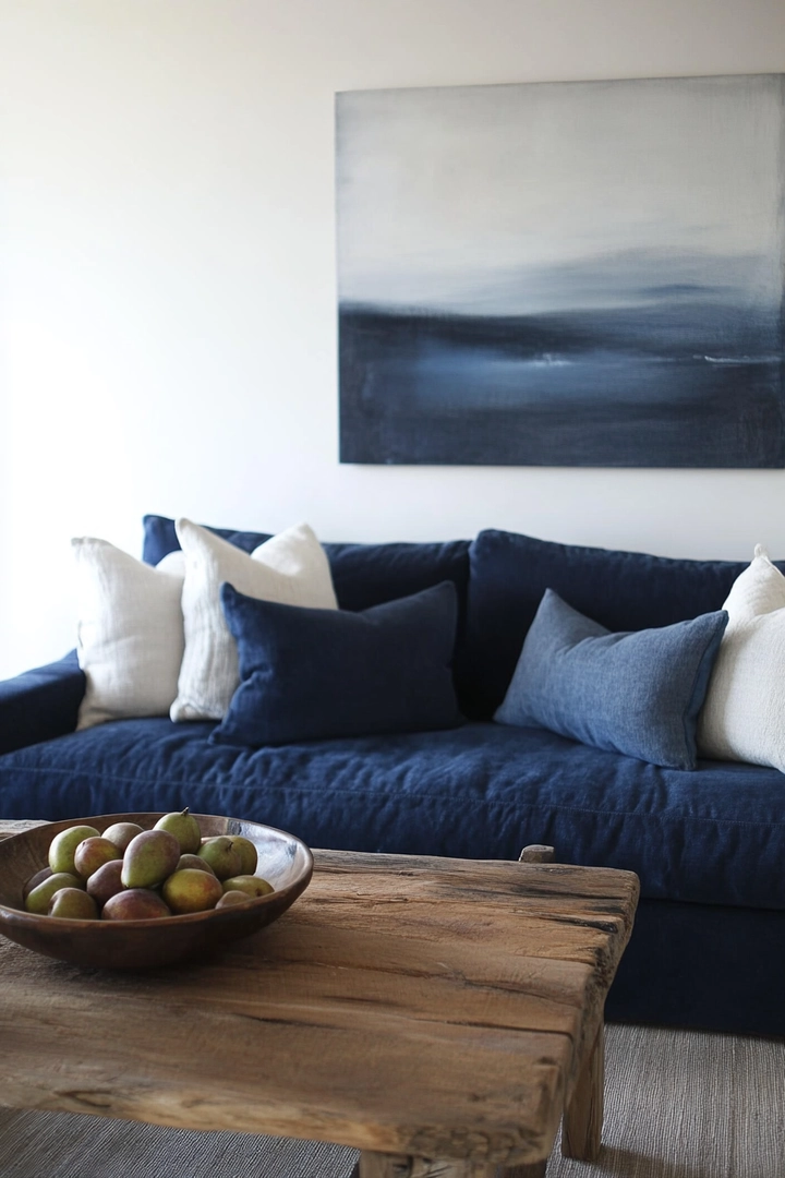 blue couch living room ideas 26