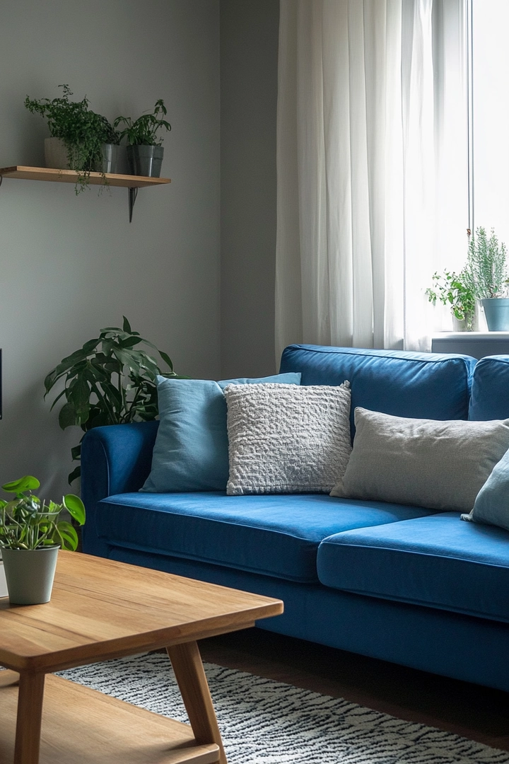 blue couch living room ideas 35