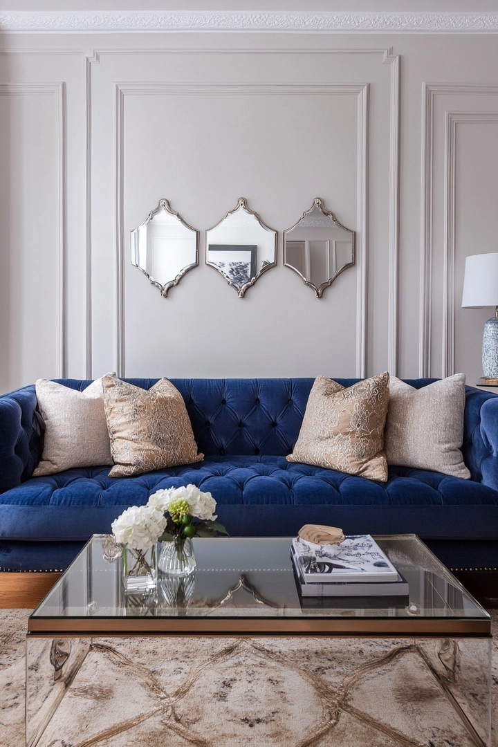 blue couch living room ideas 43