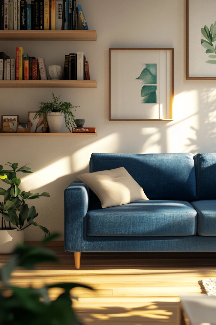 blue couch living room ideas 48