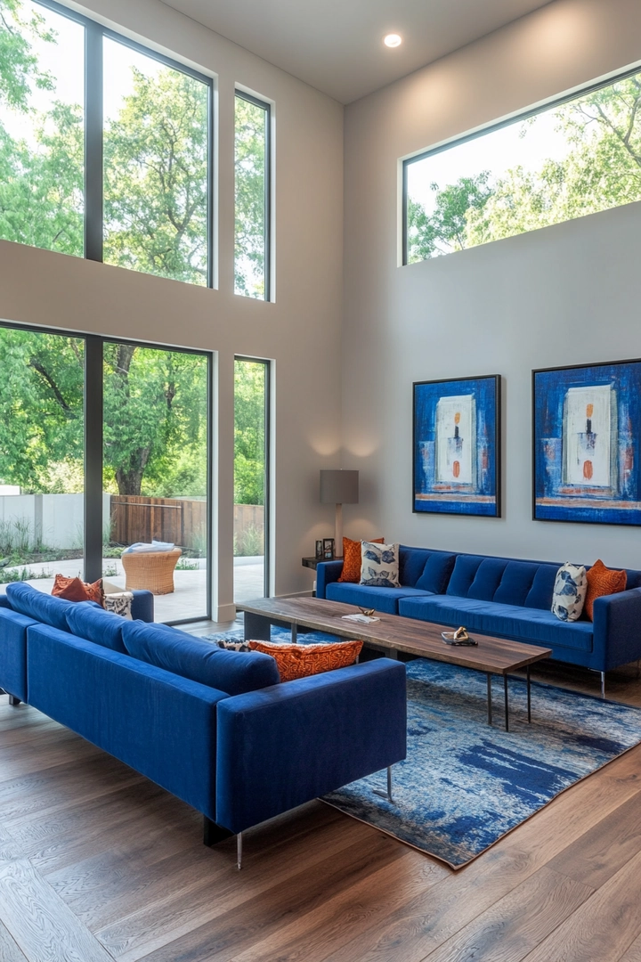 blue couch living room ideas 51