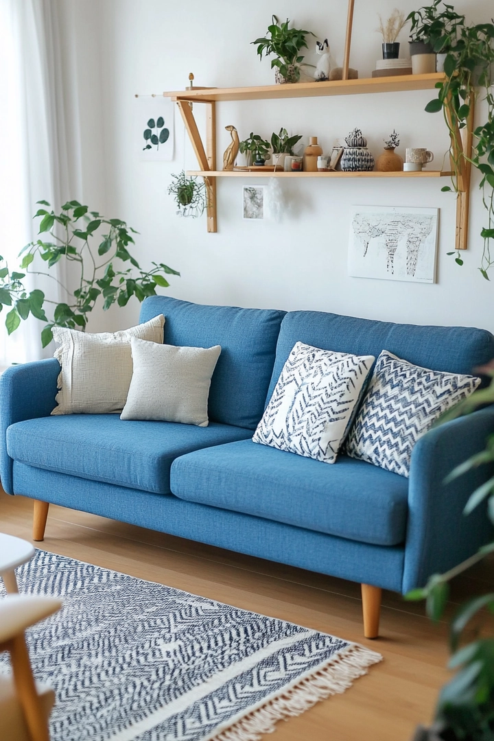 blue couch living room ideas 59