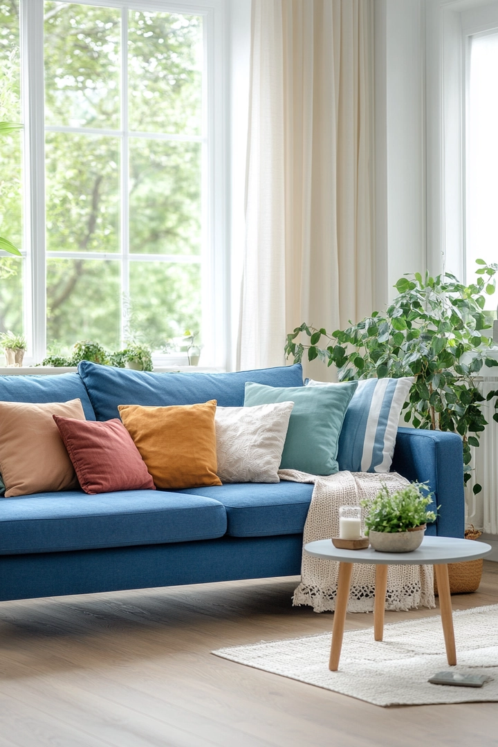 blue couch living room ideas 61