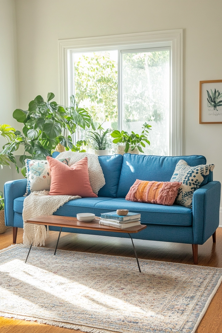 blue couch living room ideas 62