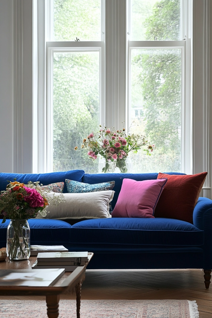 blue couch living room ideas 69