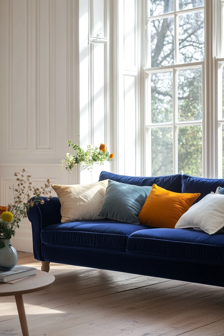 blue couch living room ideas 71