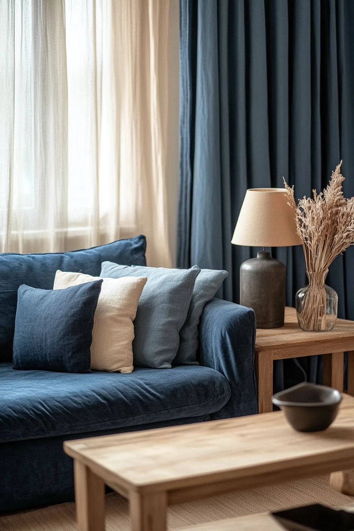 blue sofa living room curtain ideas 10