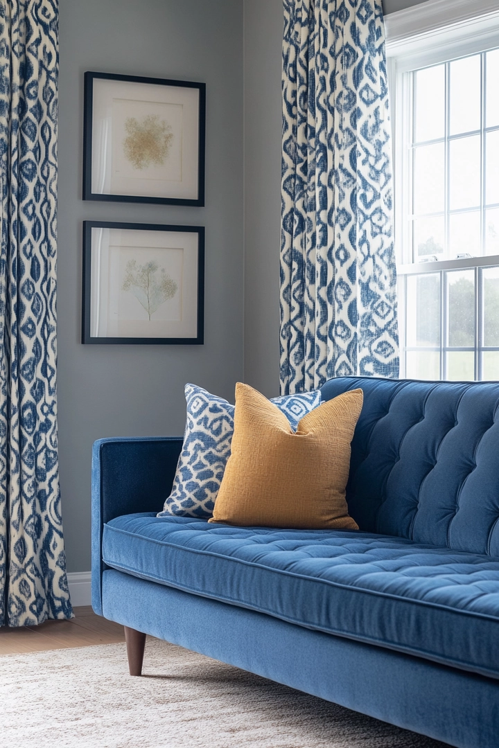 blue sofa living room curtain ideas 14