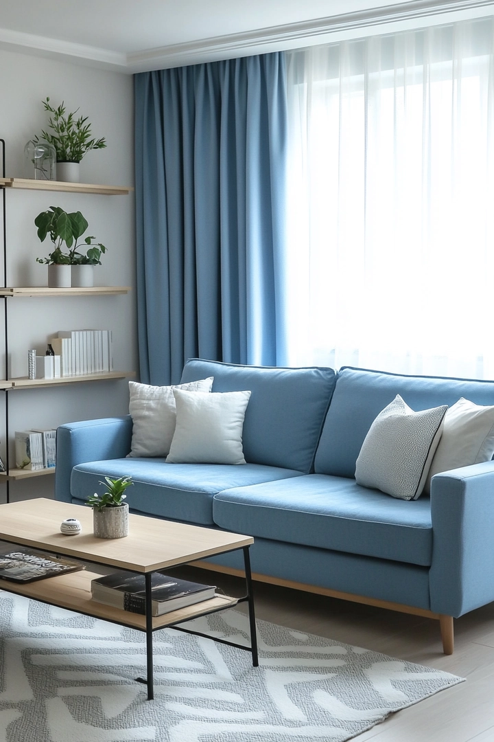 blue sofa living room curtain ideas 18