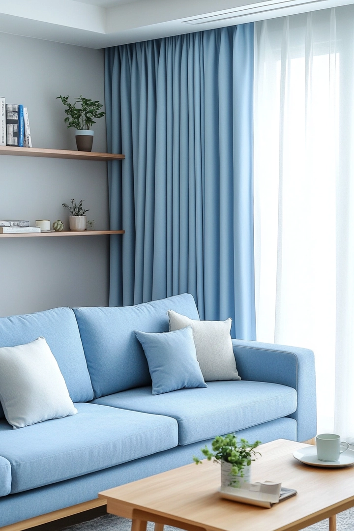 blue sofa living room curtain ideas 19