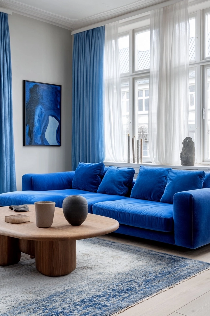 blue sofa living room curtain ideas 21