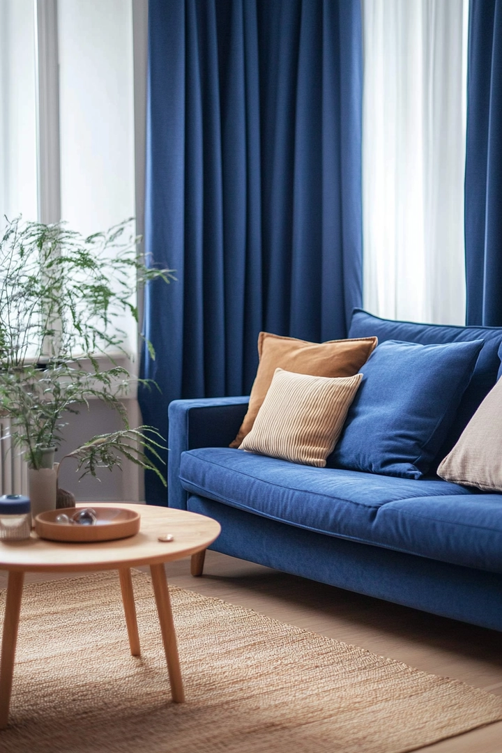 blue sofa living room curtain ideas 25