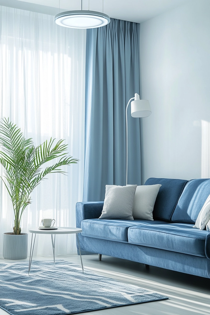 blue sofa living room curtain ideas 31