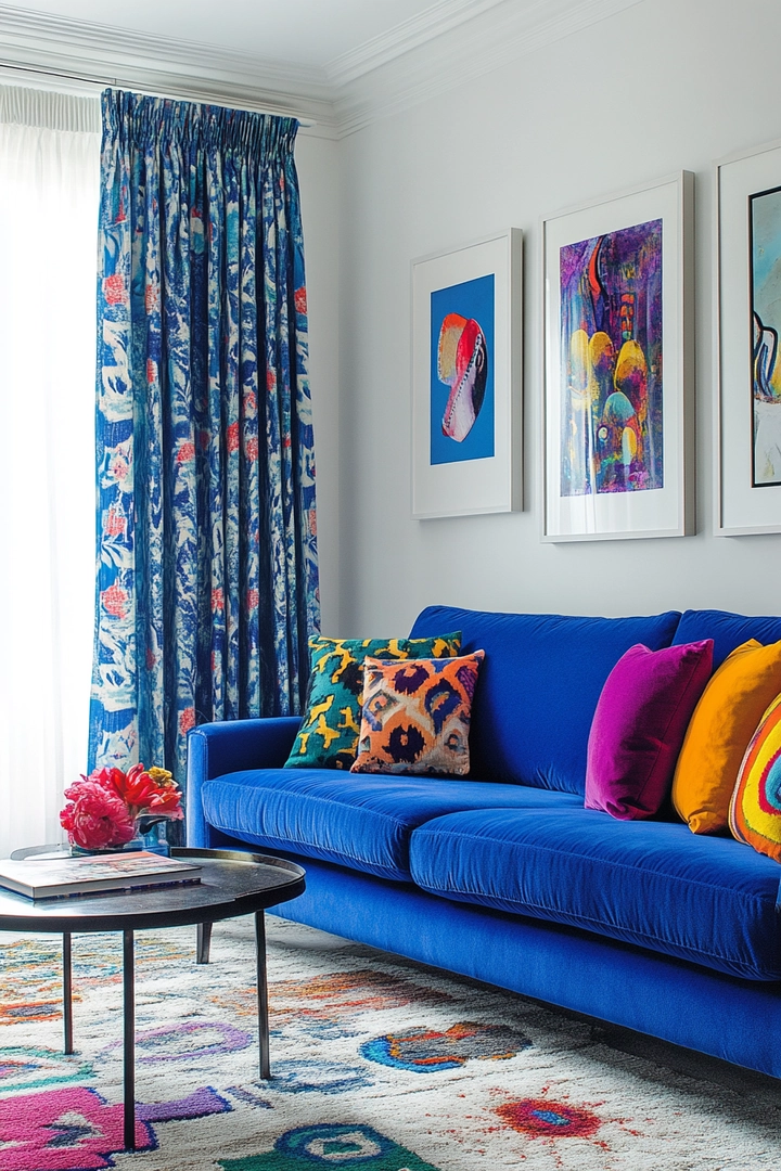 blue sofa living room curtain ideas 35