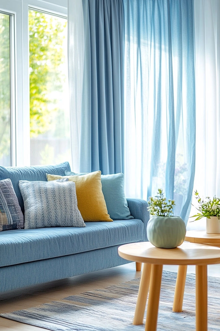 blue sofa living room curtain ideas 41