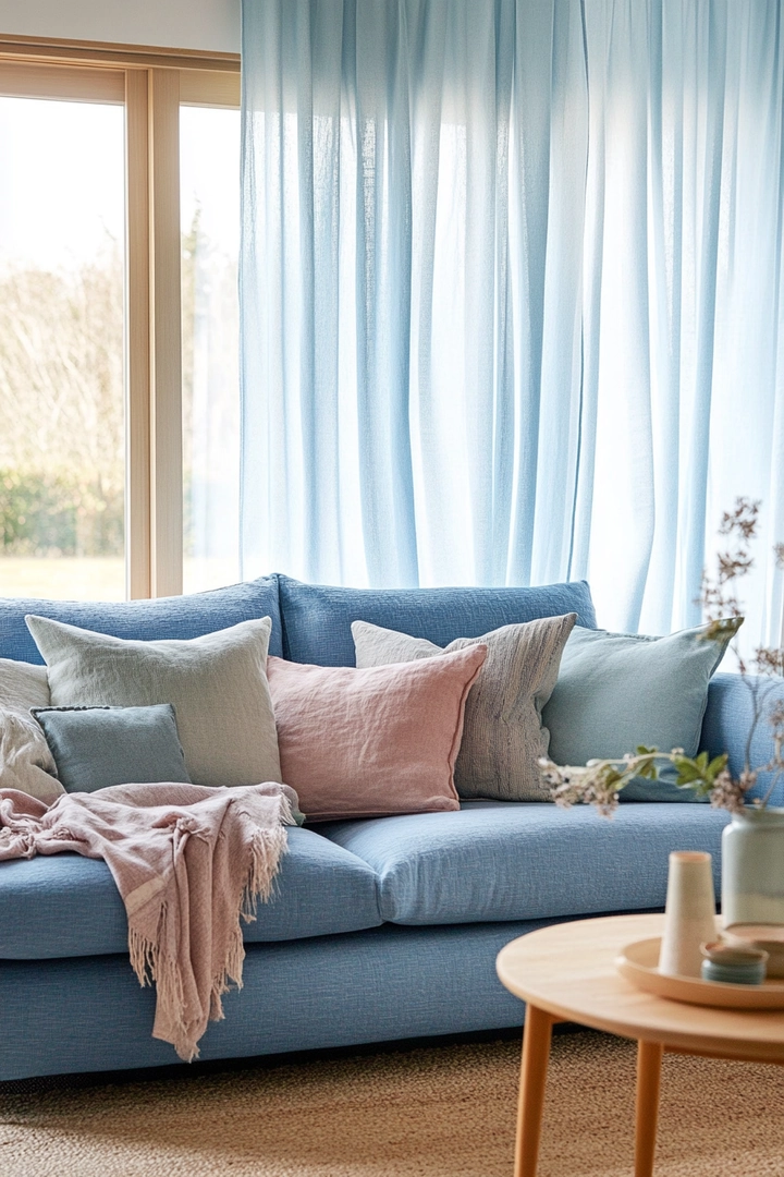 blue sofa living room curtain ideas 42