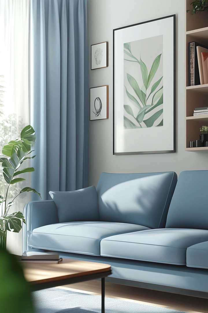 blue sofa living room curtain ideas 48