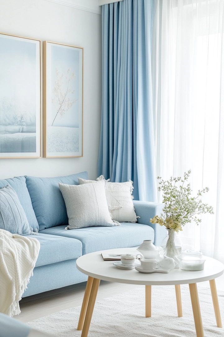 blue sofa living room curtain ideas 55