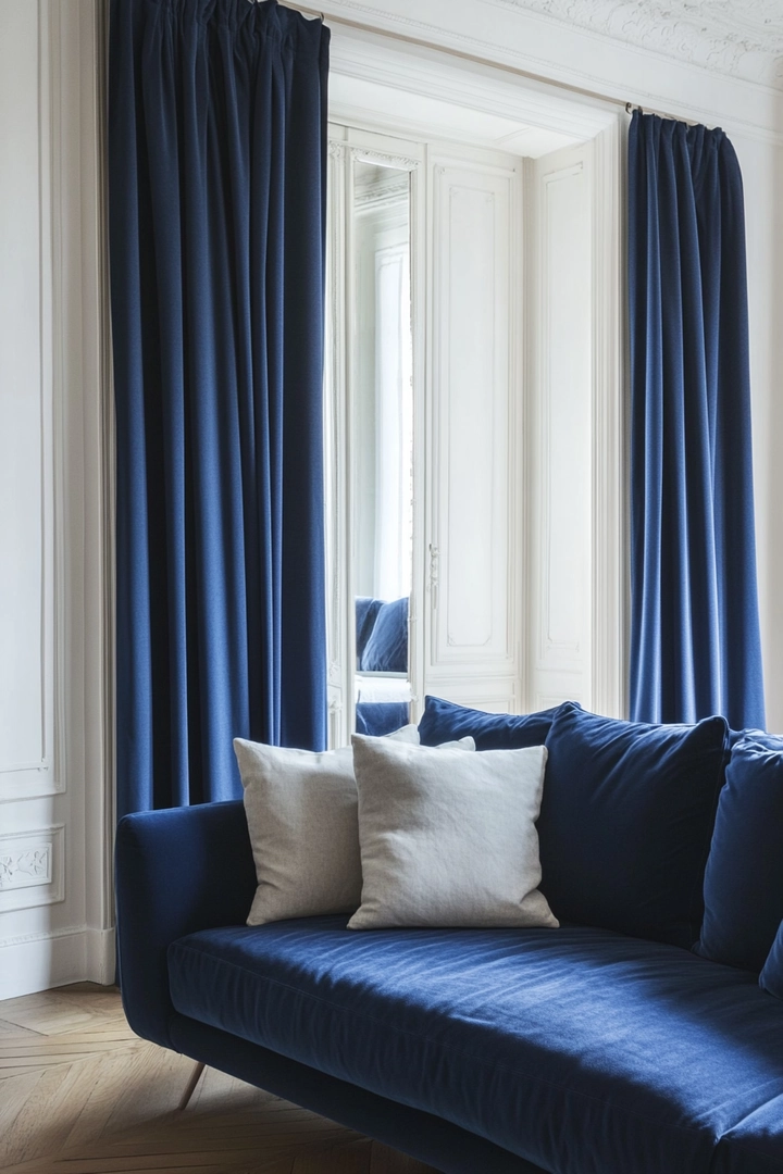 blue sofa living room curtain ideas 62