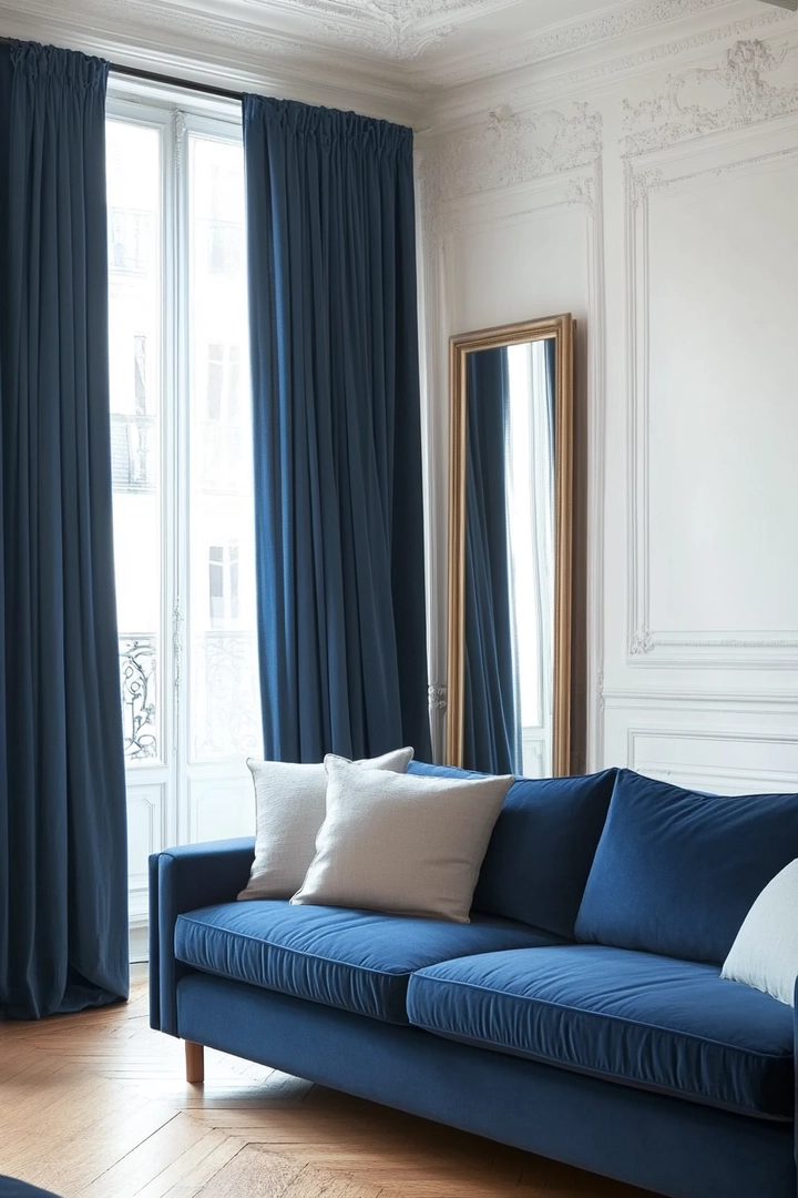 blue sofa living room curtain ideas 63