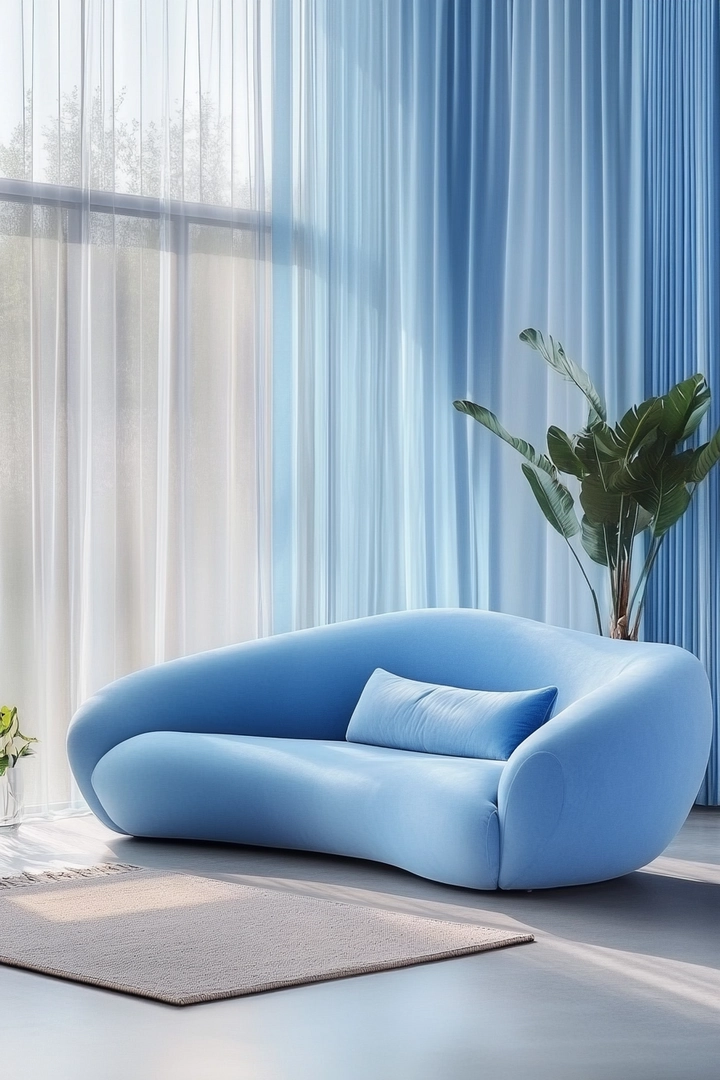 blue sofa living room curtain ideas 7