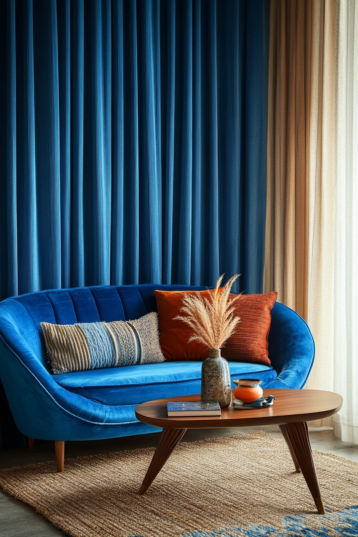 blue sofa living room curtain ideas 70