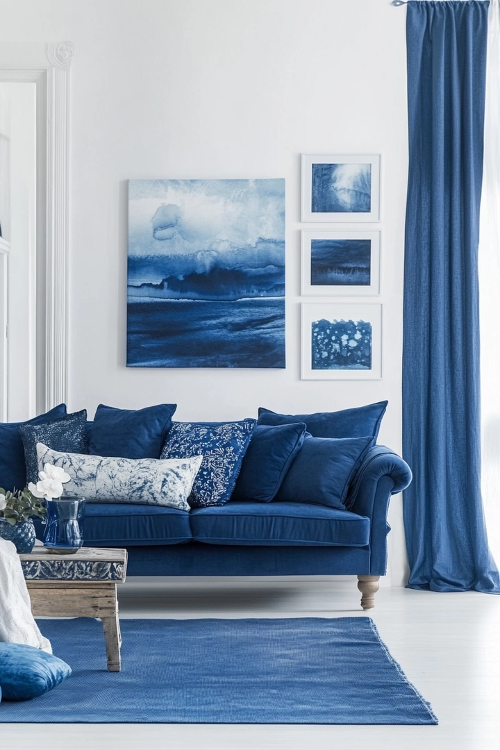 blue sofa living room curtain ideas 73