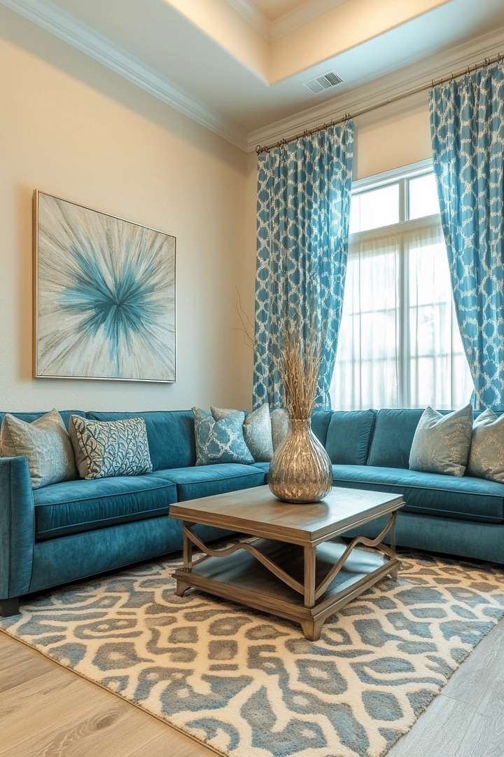 blue sofa living room curtain ideas 79