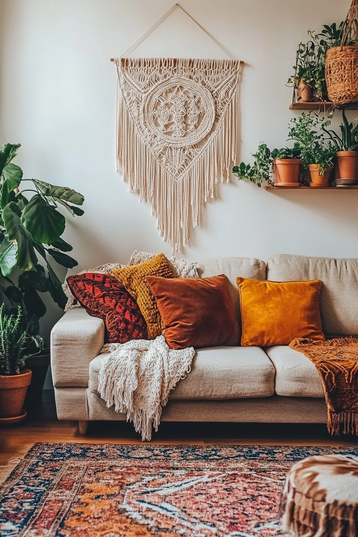 boho living room ideas 56