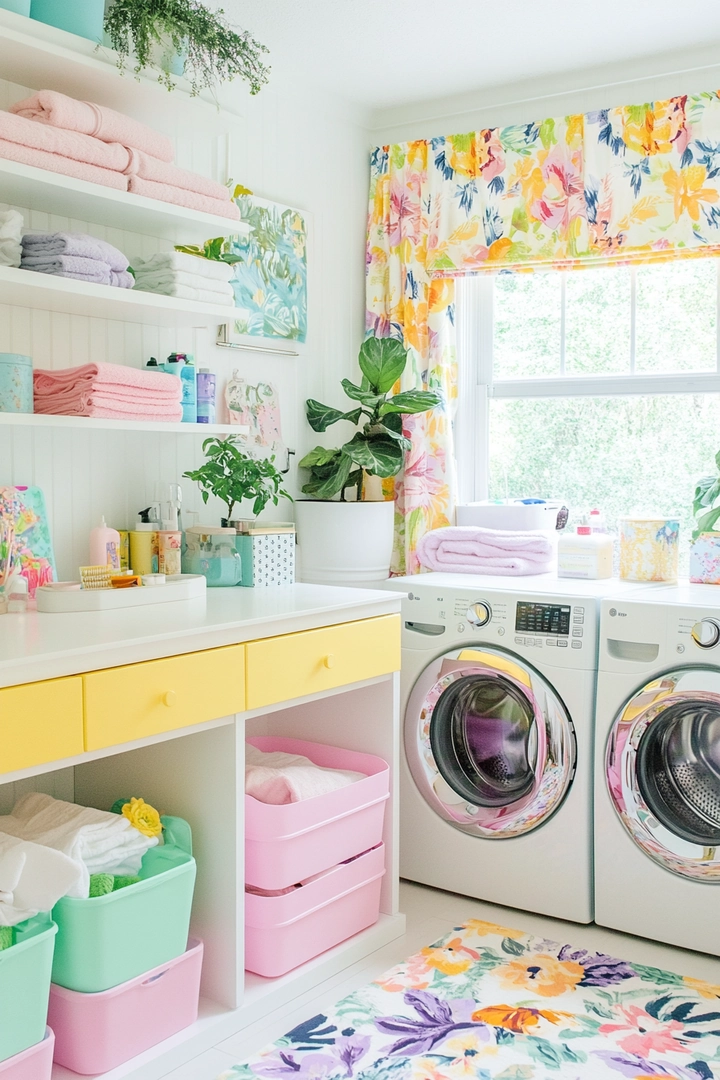 colorful laundry room ideas 49