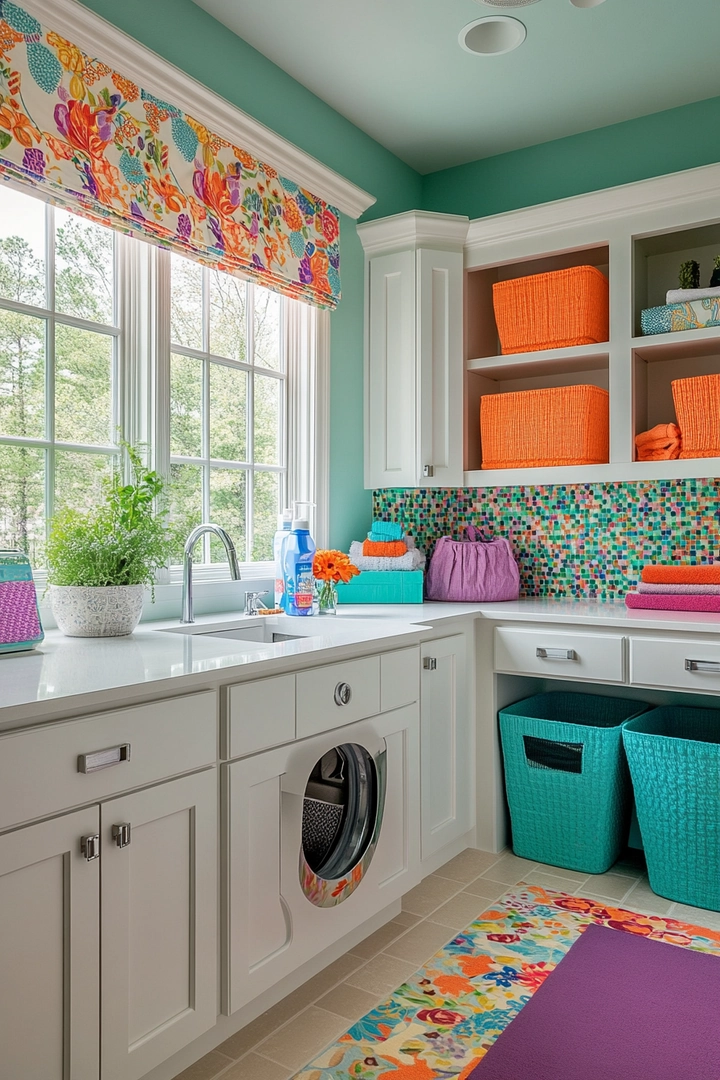 colorful laundry room ideas 58