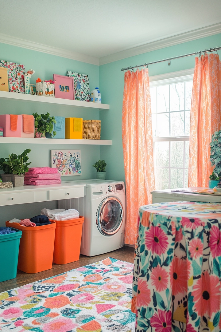 colorful laundry room ideas 70