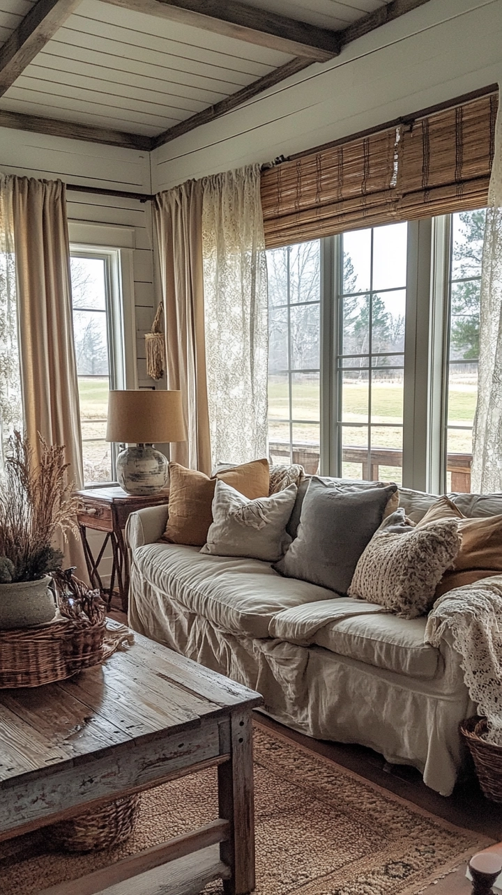 curtain ideas for living room farmhouse 73