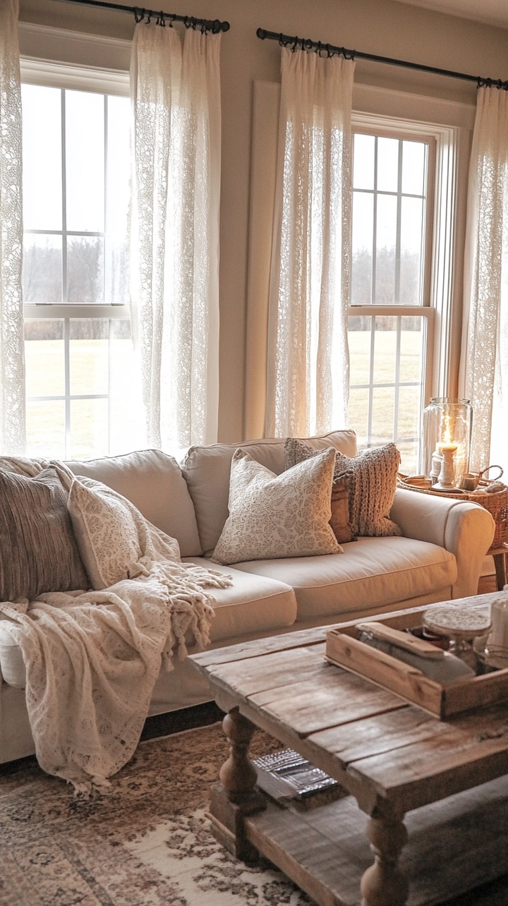 curtain ideas for living room farmhouse 76