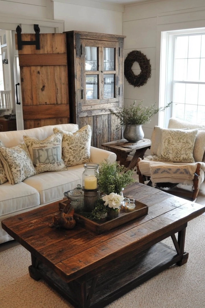 farmhouse living room ideas 28