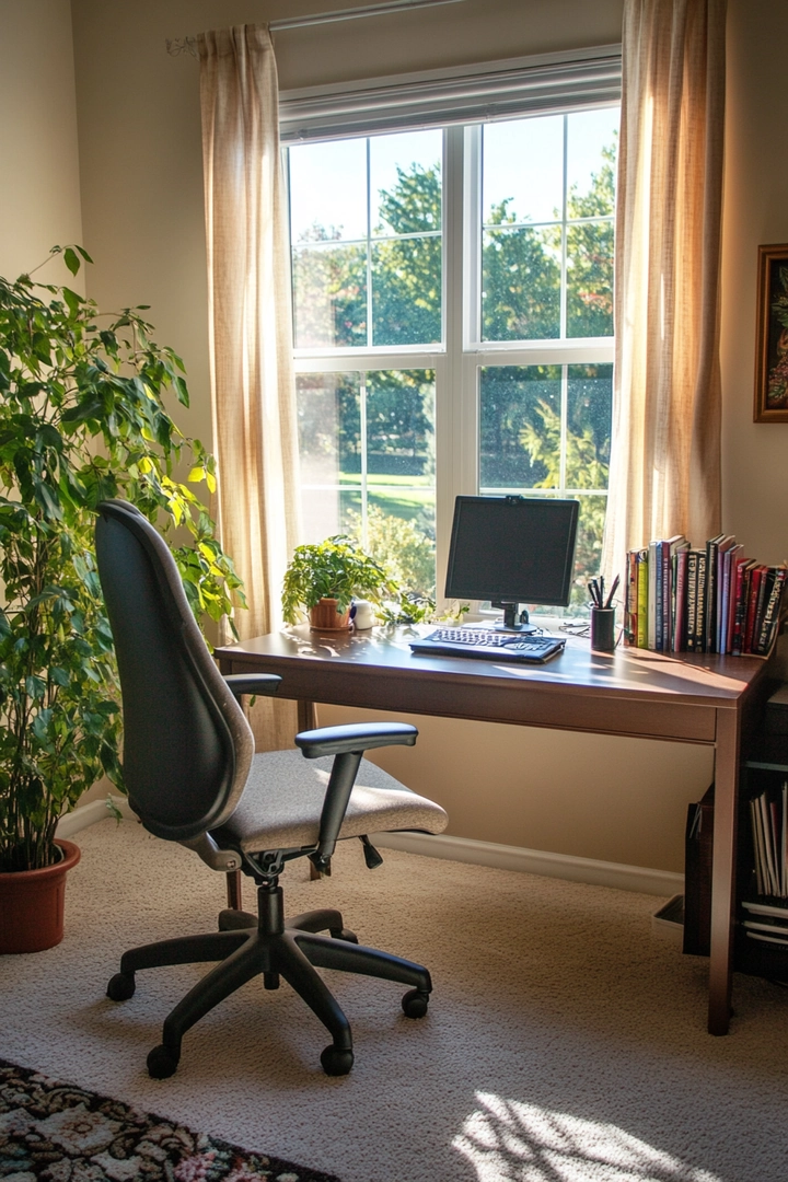 home office ideas with desk in middle of room 16