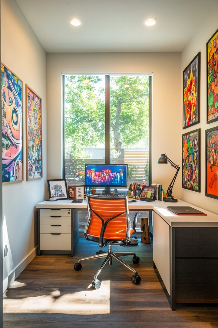 home office ideas with desk in middle of room 25