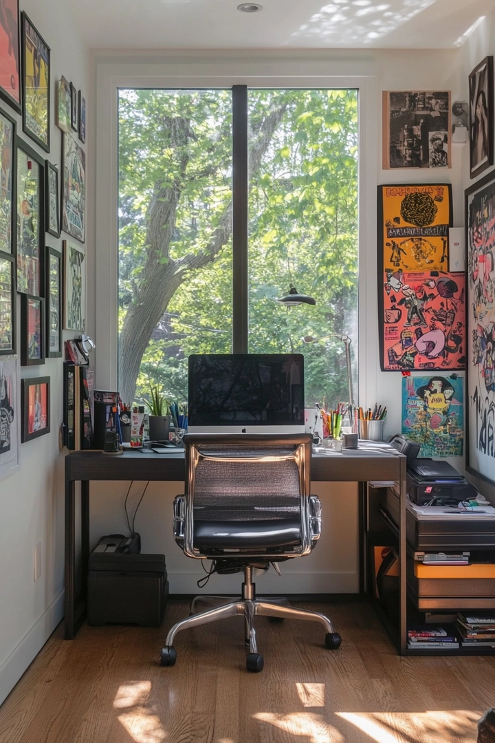 home office ideas with desk in middle of room 28