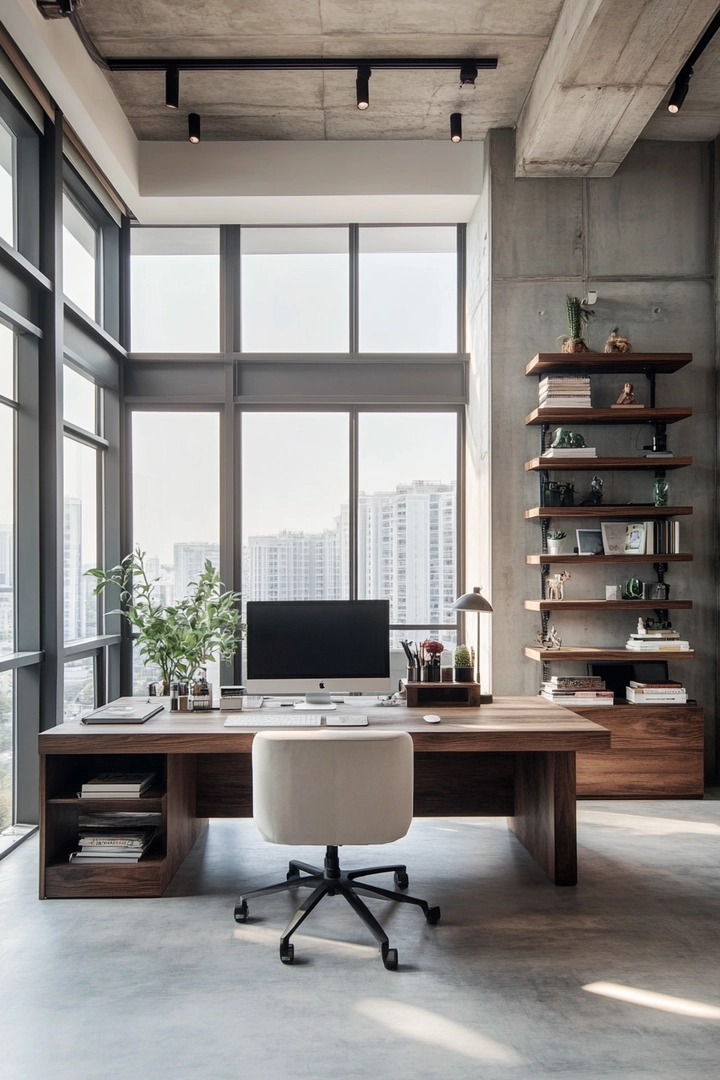 home office ideas with desk in middle of room 29