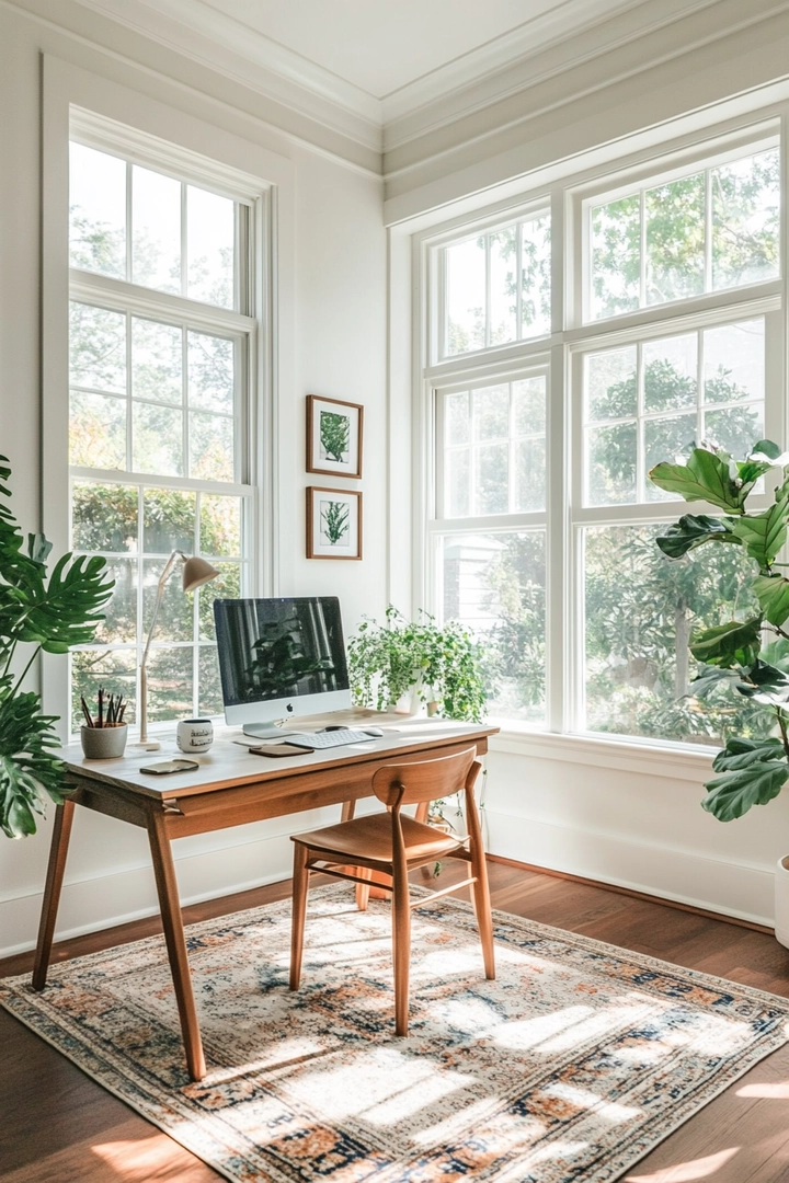 home office ideas with desk in middle of room 39