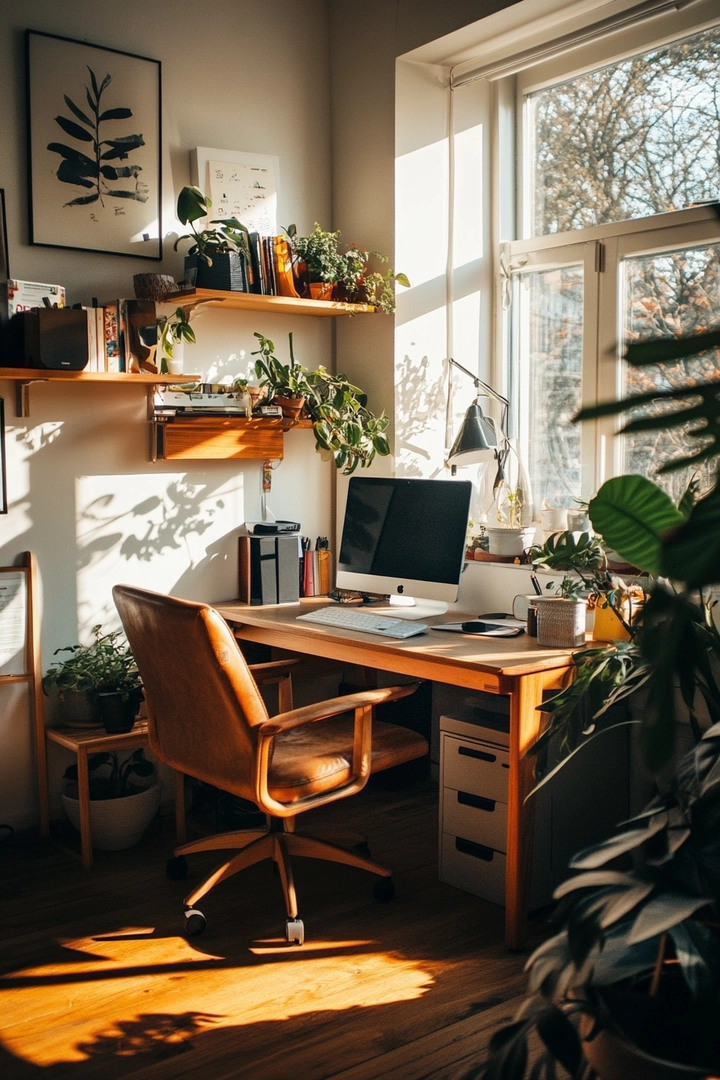 home office ideas with desk in middle of room 46