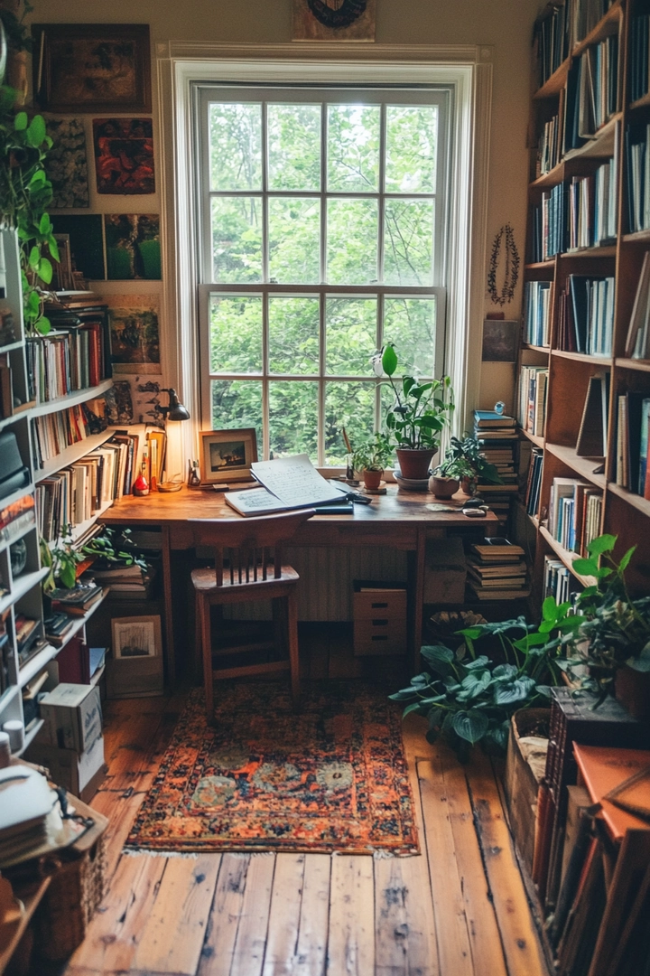 home office ideas with desk in middle of room 50