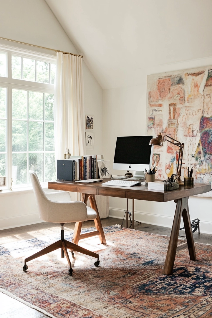 home office ideas with desk in middle of room 6