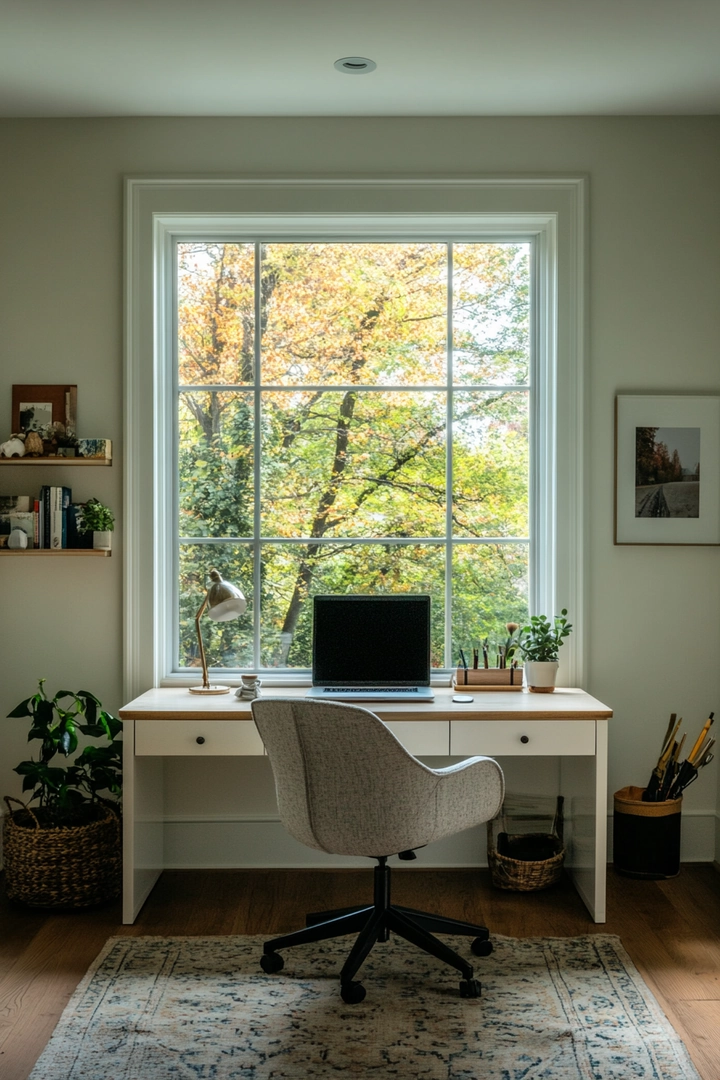 home office ideas with desk in middle of room 69