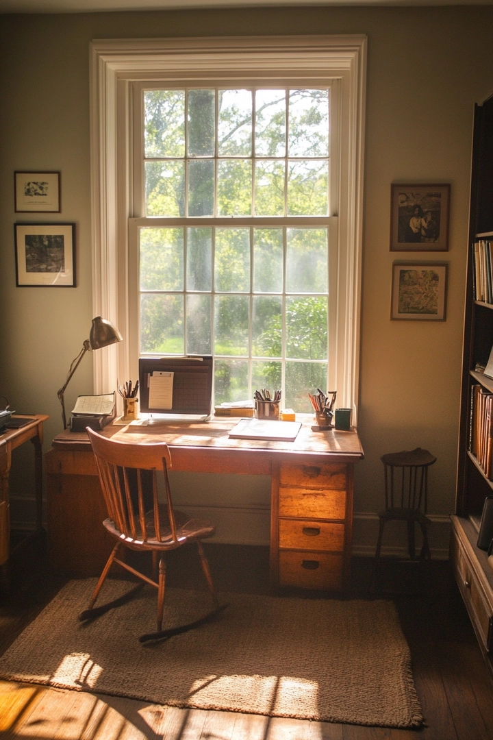 home office ideas with desk in middle of room 74